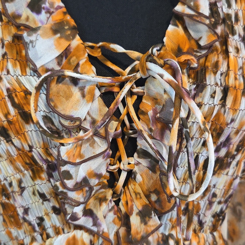 NWT Pinko Floral Mini Dress in Brown and Cream - Picture 13 of 16